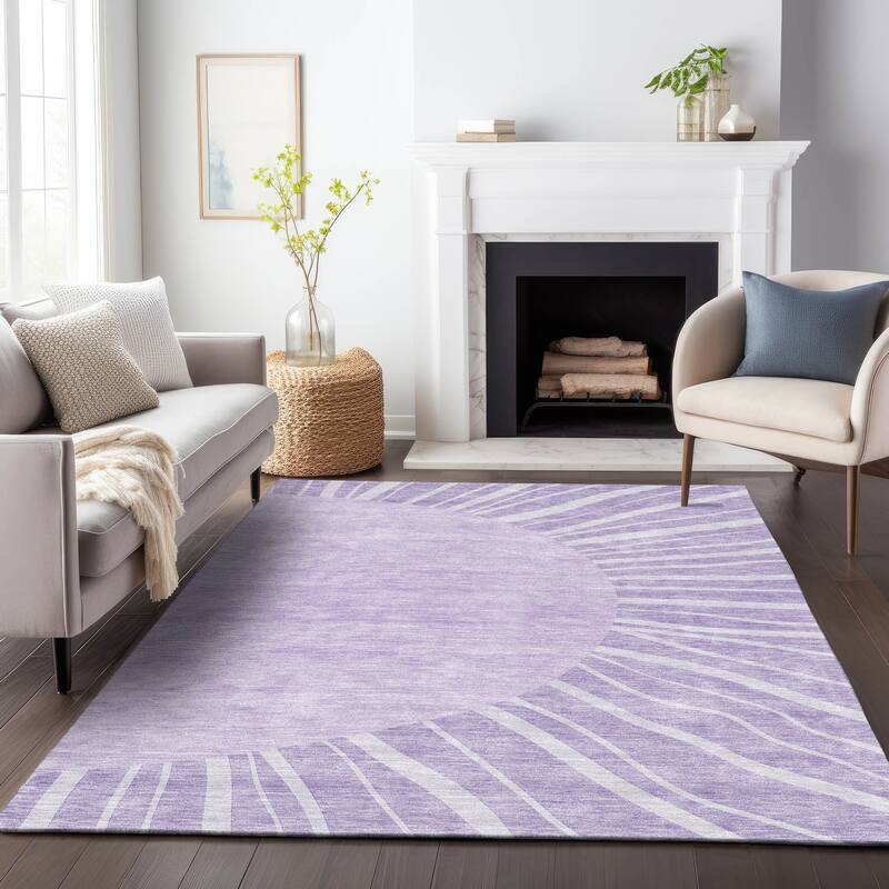 Premium Washable Super Soft Contemporary Rays Mayfield Rug - Lavender - 10' x 14' - Rectangle