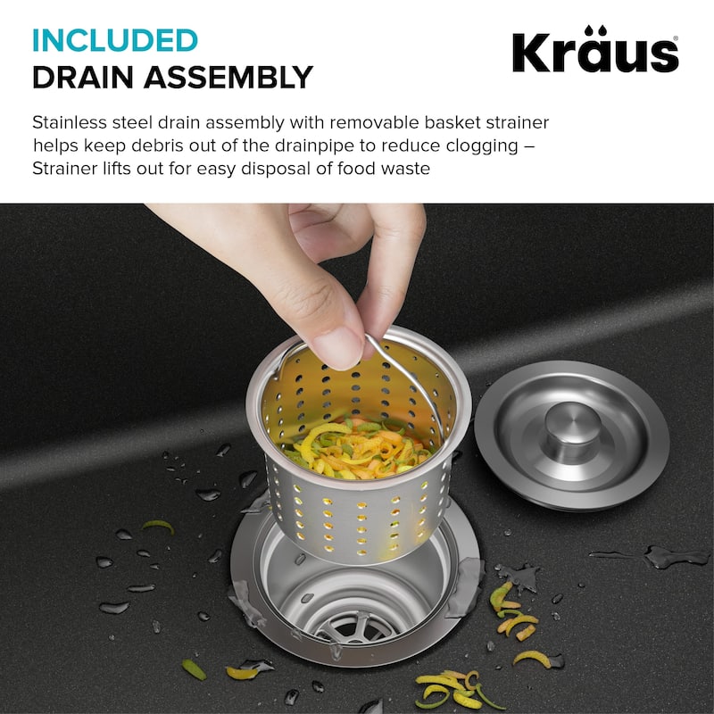 KRAUS Granite Black Onyx 31 inch 1-Bowl Undermount Kitchen Sink