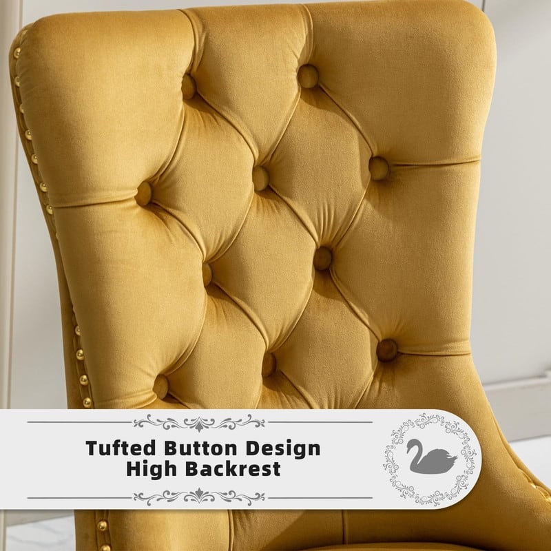 Tufted Naliheads Solid Wood Upholstered Dining Chairs (Set of 4)