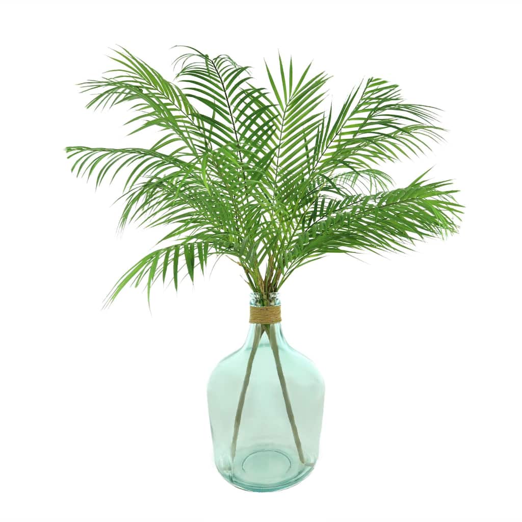 4 ft Organic Modern Green Palms in Glass Jug with Twine