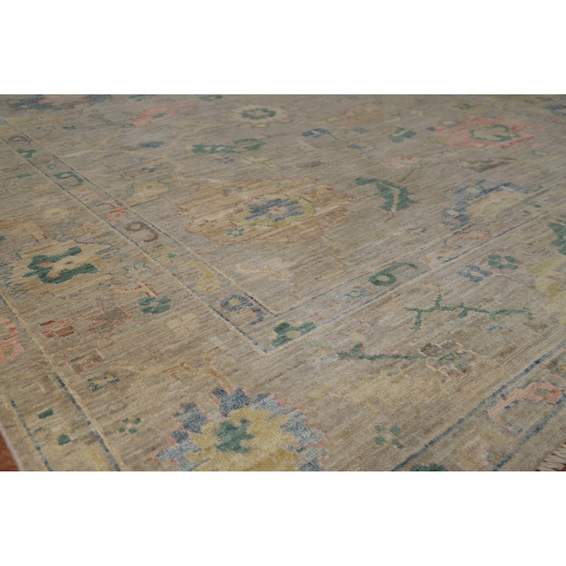 Vegetable Dye Oushak Turkish Area Rug Handmade Living Room Wool Carpet - 7'11"x 10'0" - 7'11"x 10'0" - Grey
