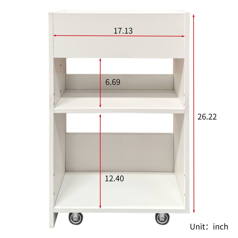 3 Tier Wooden Floor Standing Bookcase,Slide Out Drawer Storage Bookcase,Pull Out Mobile with Door Dustproof File Cabinet