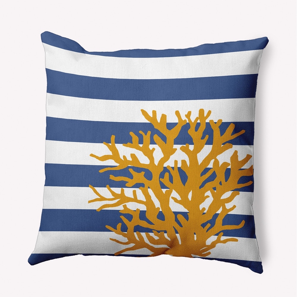 Coral and Stripes Decorative Throw Pillow