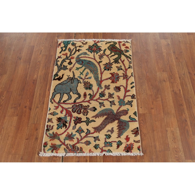Animals Design Kazak Oriental Accent Rug Handmade Wool Carpet - 2'1"x 2'10"
