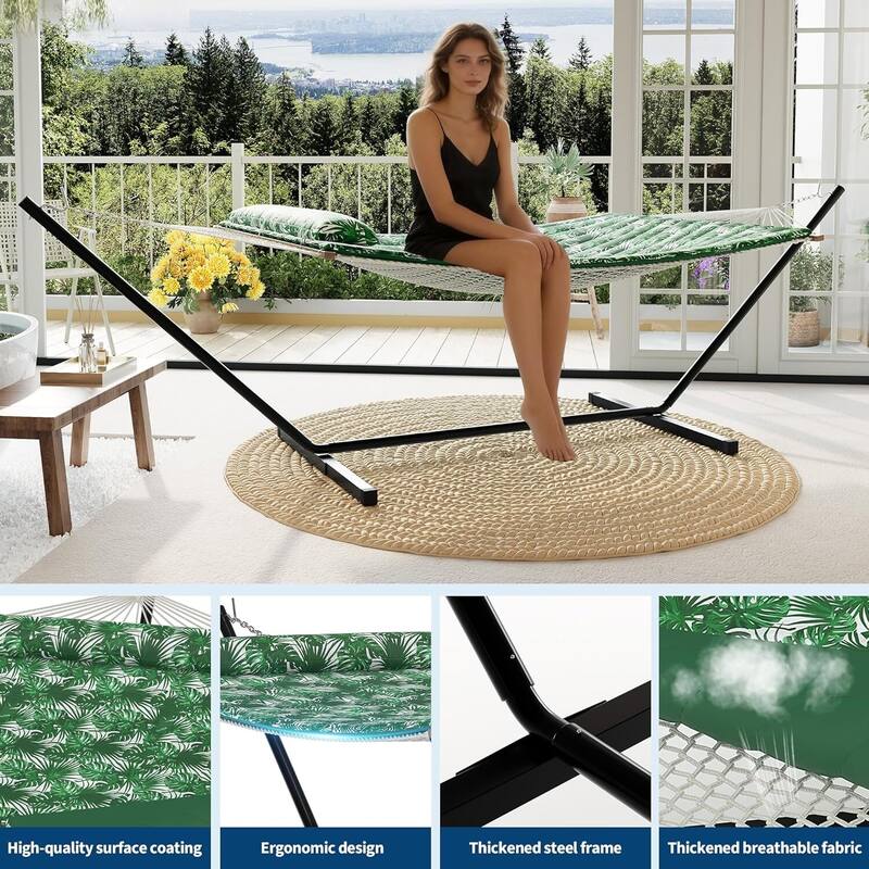 450 LBS Capacity, 2 Person Outdoor Hammock for Patio, Backyard, Garden, Beach