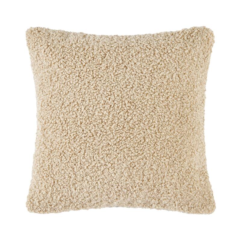 HiEnd Accents Teddy Textured Boucle Decorative Euro Pillow with Down Insert, 27" x 27"