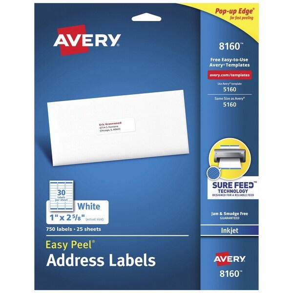Shop Avery Easy Peel Permanent Adhesive Address Labels For Inkjet