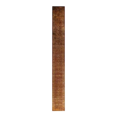 Overton Hand Knotted Wool Vintage Inspired Modern Contemporary Overdyed Red Area Rug - 2' 7" x 24' 1"