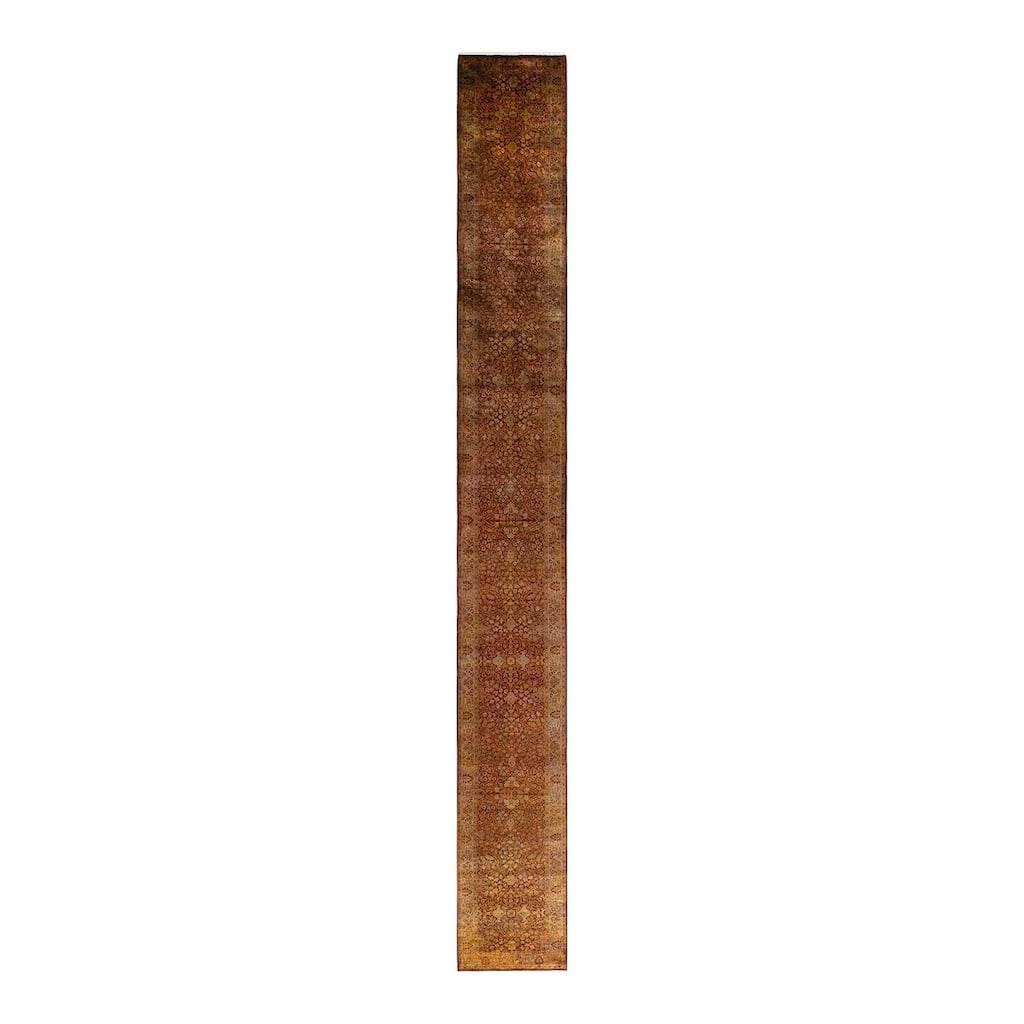 Overton Hand Knotted Wool Vintage Inspired Modern Contemporary Overdyed Red Area Rug - 2' 7" x 24' 1"