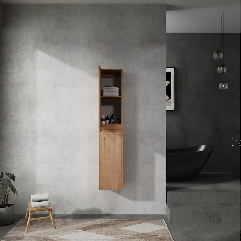 12" Bathroom Side Cabinet, 2-Soft Close Doors, Float Mounting Design,12*2(KD-Packing)