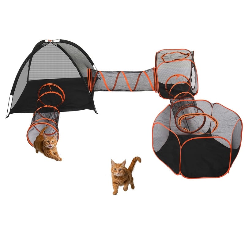 Outdoor Cat Play Tent with Tunnel