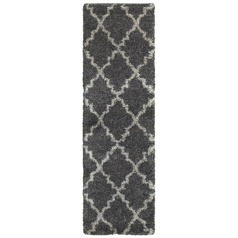 Style Haven Menlo Quatrafoil Shag Rug - 2'3" x 7'6" Runner - Charcoal/Grey - Runner/Rectangle
