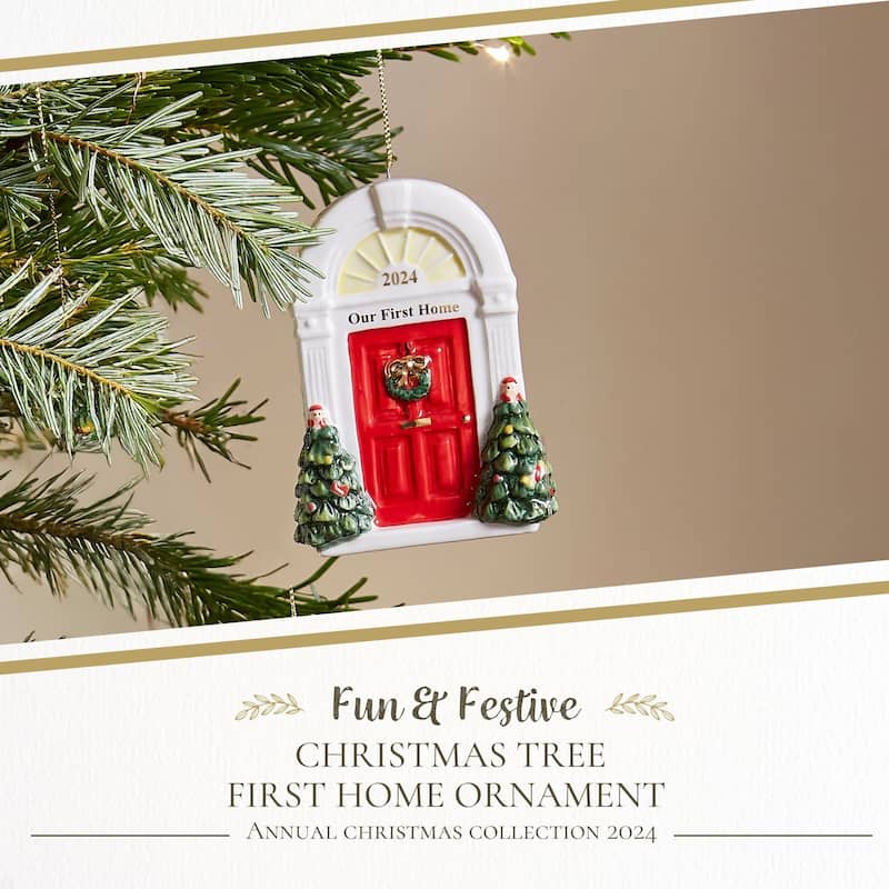 Spode Christmas Tree First Home Door Ornament - 2" D x 4" H