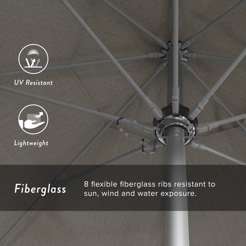 California Umbrella 75' Venture Series Patio Umbrella, Silver Aluminum Pole Fiberglass Ribs Push Lift, Olefin