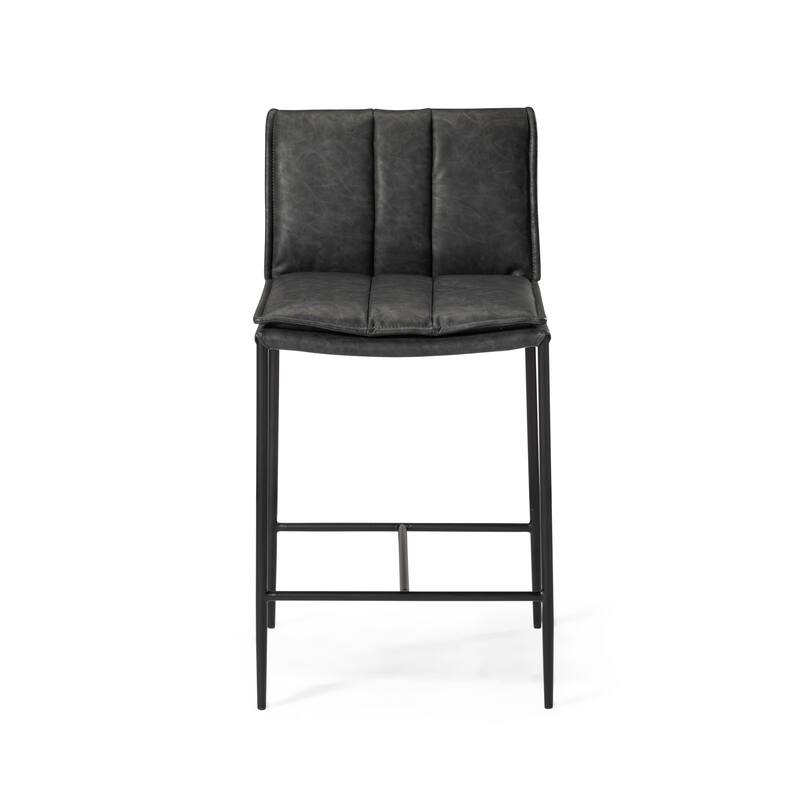 Maven Lane Gerard Bar Metal & Vegan Leather Kitchen Dining Stool