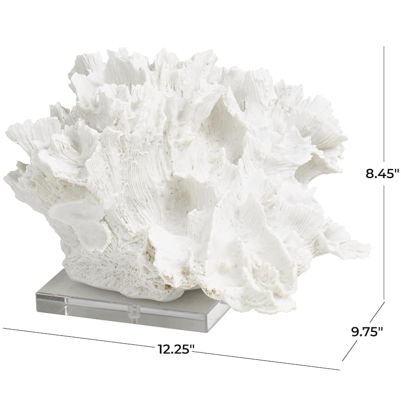 Polystone Coral Textured Decorative Sculpture with Clear Acrylic Base - White - Roche River Decor