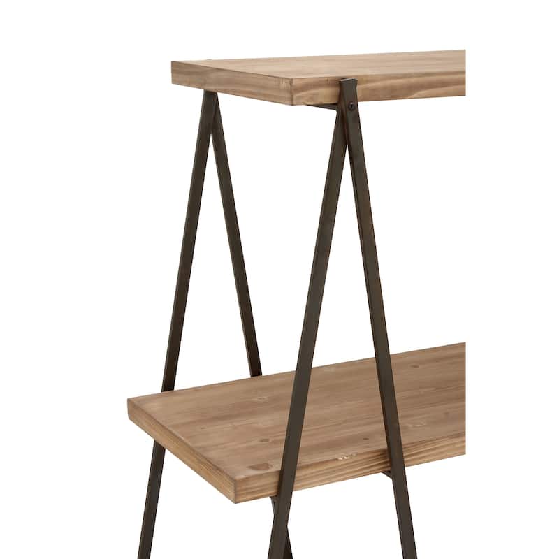 Wood 3 Shelves Shelving Unit - Brown - Roche River Decor - 18"W x 59"L x 51"H