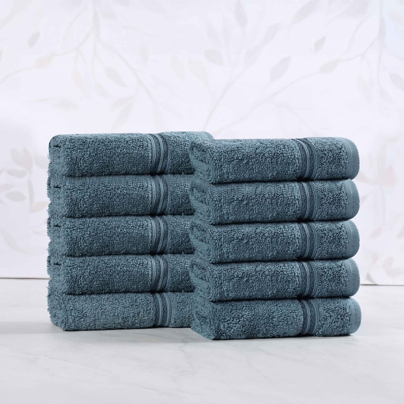 Superior 100% Egyptian Cotton 600 GSM Washcloths (10‑Pack) – Highly Absorbent Face Towels, Soft & Quick‑Dry