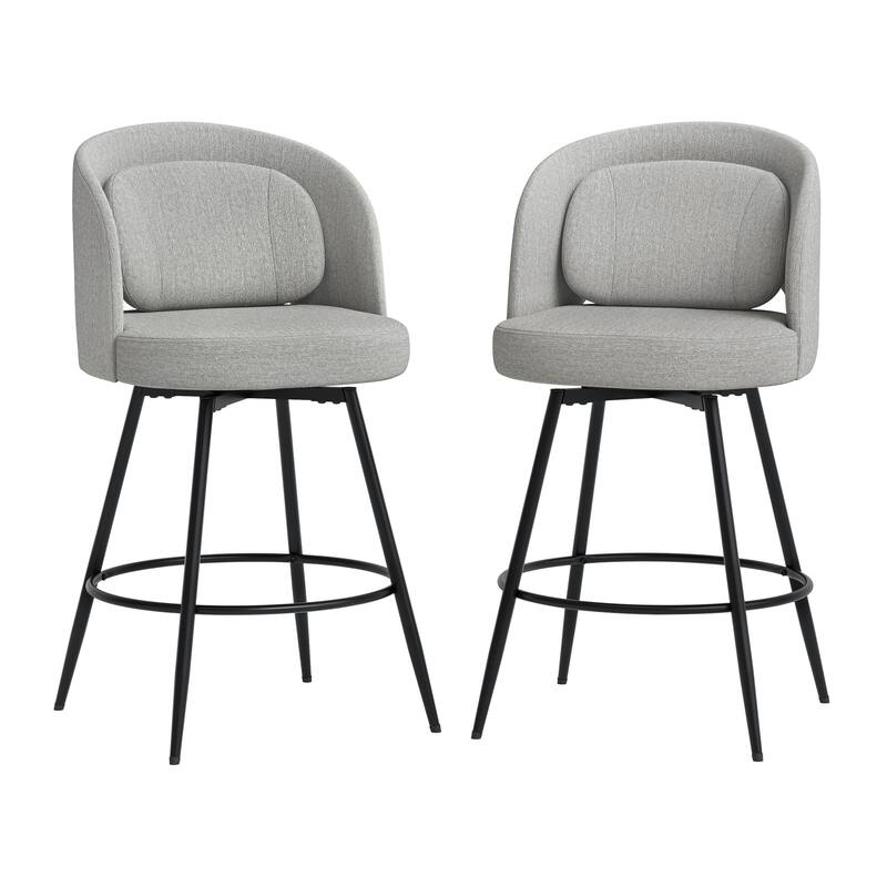 26 Inch Modern Upholstered Bar Stools, Swivel Metal Bar Stools Set Of 2/3/4, Bar Stools For Kitchen Island