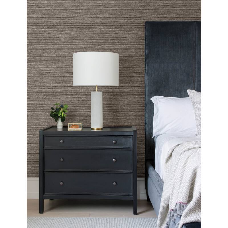 Advantage Hazen Brown Shimmer Stripe Wallpaper