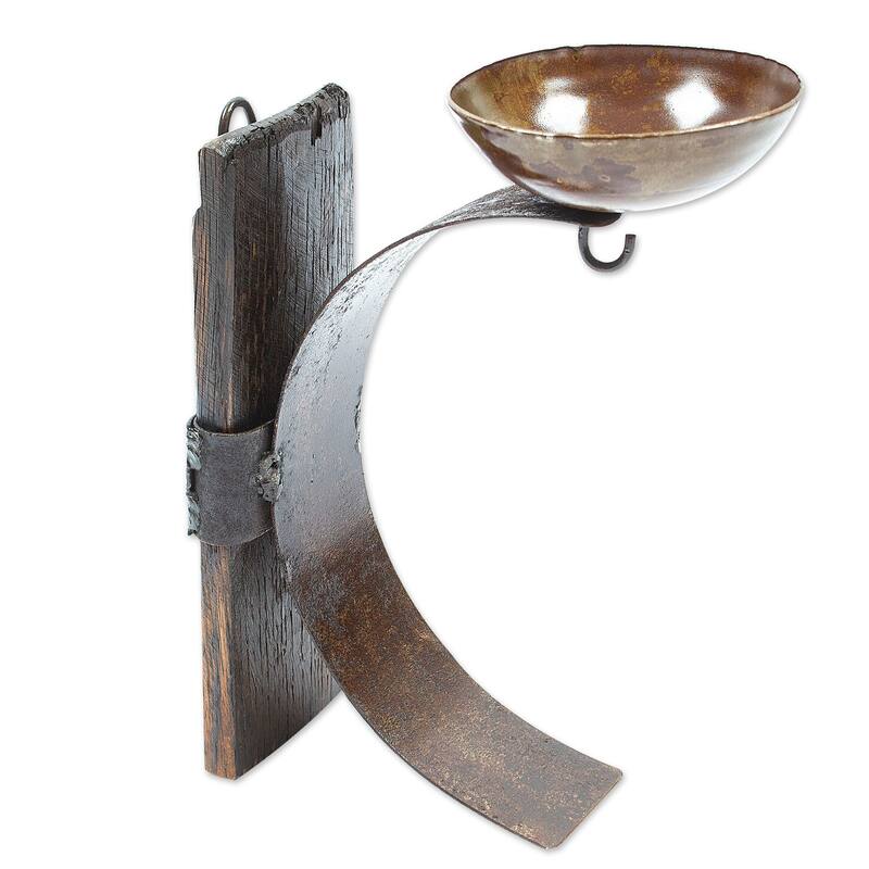 Novica Handmade Rustic Little Light Iron And Wood Wall Sconce