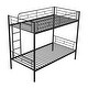 preview thumbnail 4 of 16, Black Twin over Twin Metal Bunk Bed with Fence & Ladder