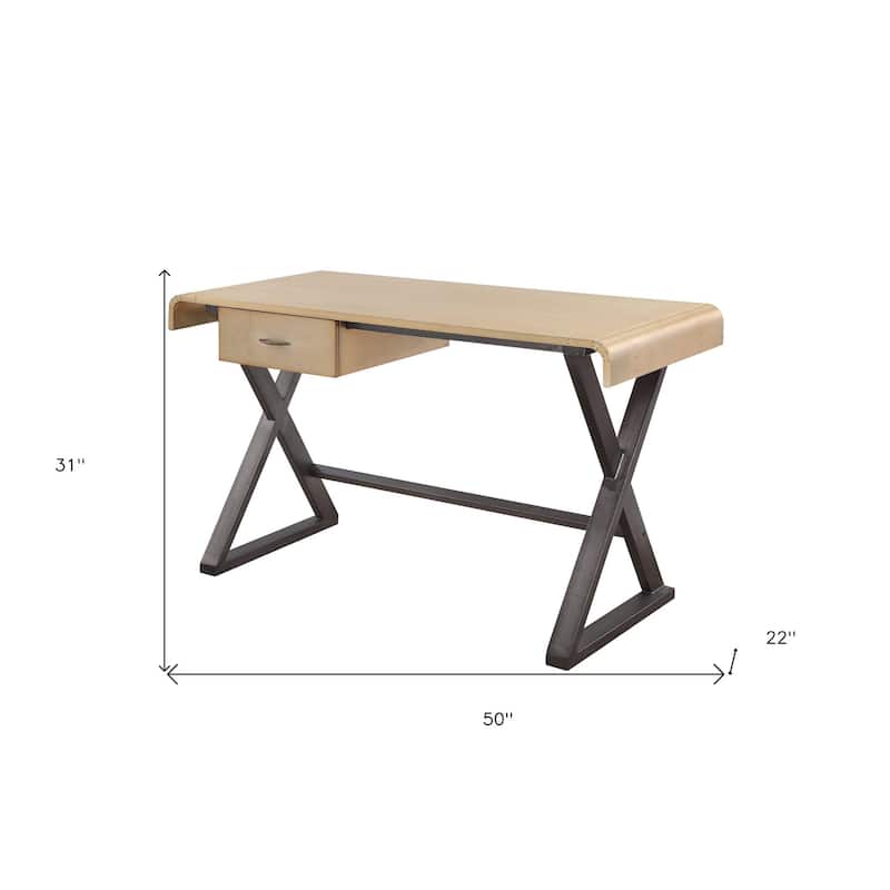 50" Gold and Black Aluminum Writing Desk