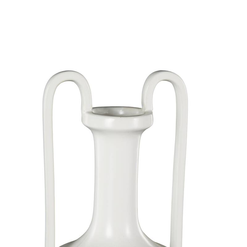 Ceramic Fluted Urn Shaped Vase with Arch Handles - Black or White - Roche River Decor
