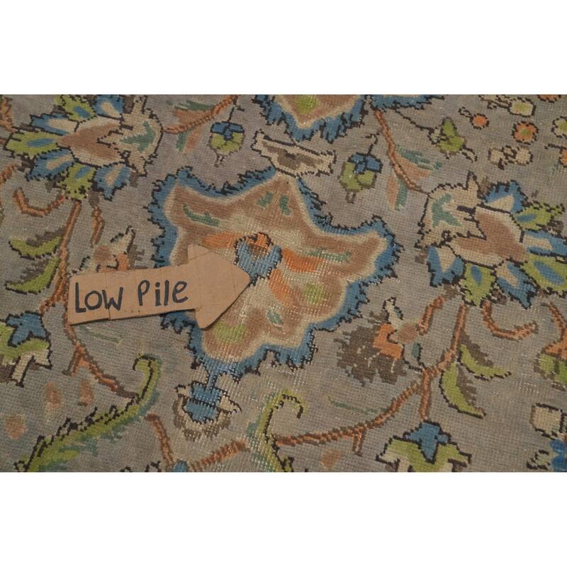 Hand Knotted Oriental 100% Wool Carpet Traditional Floral Greys & Charcoal Tabriz Area Rug - 10' 9'' X 7' 9''