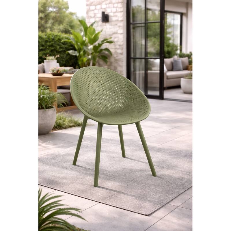 Mid-Century Modern Plastic Dining Chair Plastic Legs with Breathable Perforated Egg Shaped Seat for Indoor/Outdoor Use