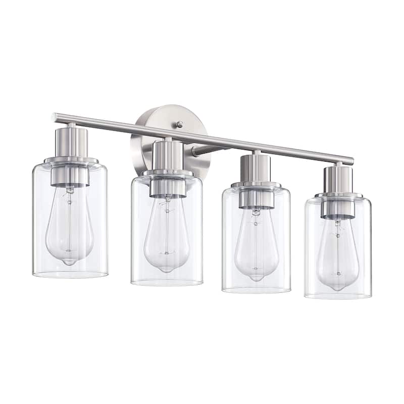 4-Light Clear Glass Shade Dimmable Bathroom Vanity Lights Wall Sconces