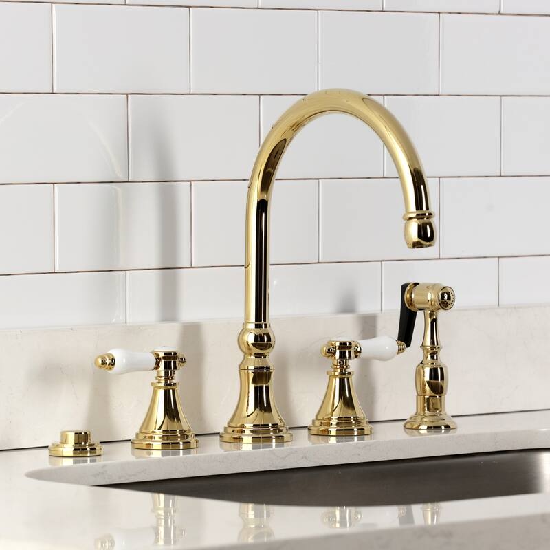 Kingston Brass Essex Double-Handle Wall-Mount Pre-Rinse Bridge Kitchen Faucet