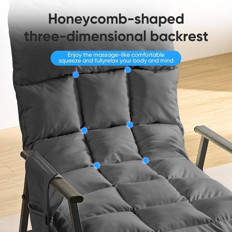 Mixoy Modern Adjustable Rocking Chair,Lounge Nursery with Iron Frame with Storage Pocket