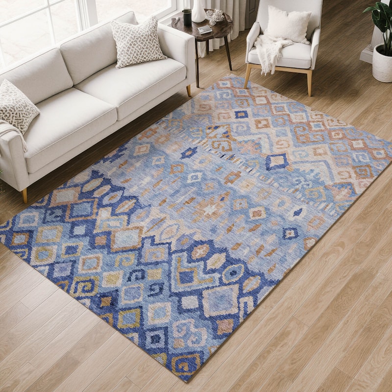 Machine Washable Indoor/ Outdoor Boho Moroccan Chantille Rug