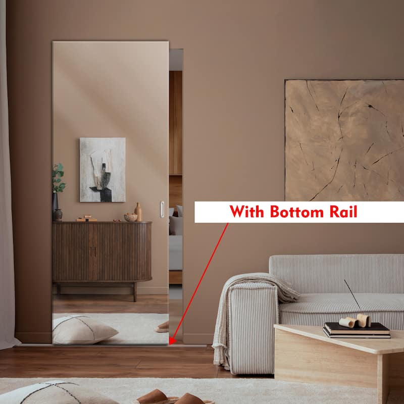 Frameless Mirror Sliding Door with Hidden / Invisible Hardware