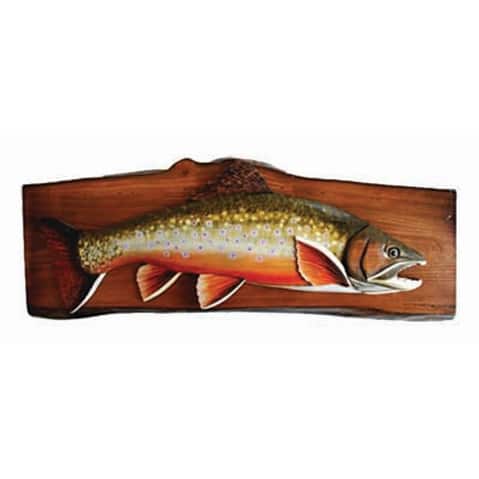 Brook Trout Hand Crafted Intarsia Wood Art Wall Hanging 24 X 11 X 2.5 ...