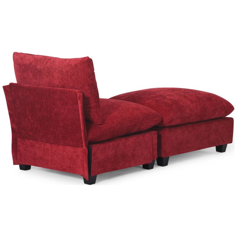Lucca Chenille Upholstered Single Sofa Chair with Ottoman