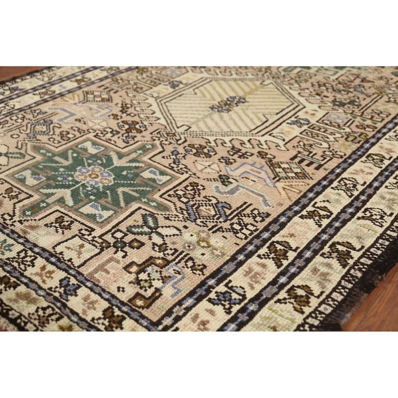 Tribal Gharajeh Persian Vintage Runner Rug Hand-Knotted Wool Carpet - 3'7"x 9'7"