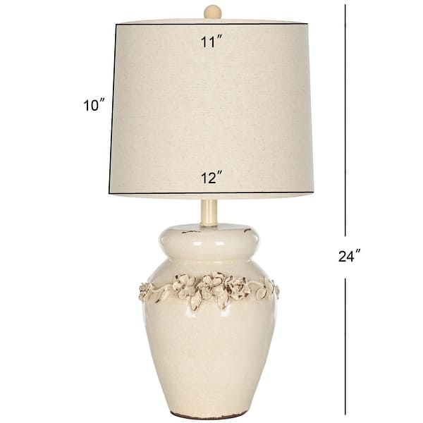 SAFAVIEH Lighting 24-inch Raised Floral Garden Table Lamp (Set of 2) - 12"x12"x24"