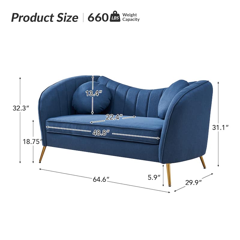 Cecilia 64.6" Wide Loveseat with Removable Cushions