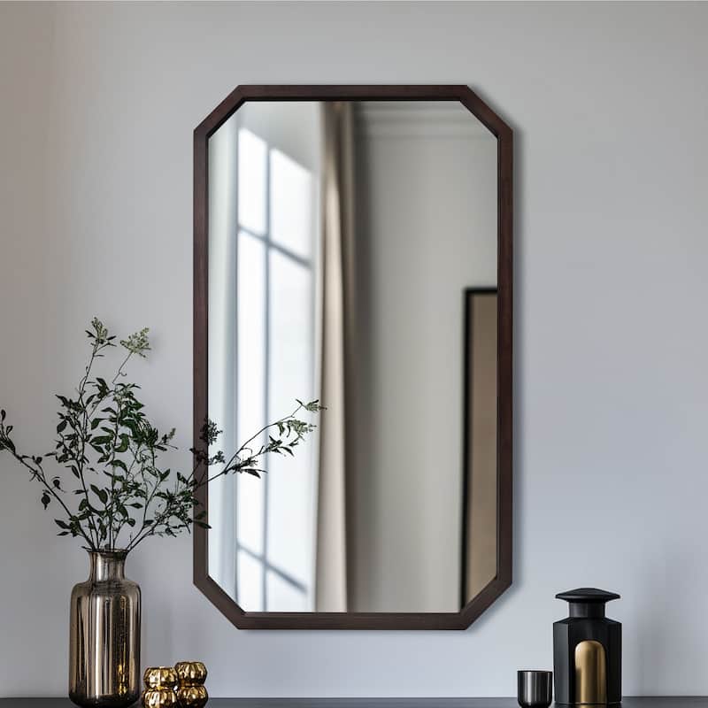Octagon Panel Black Framed Wall Mirror - 20" x 32"