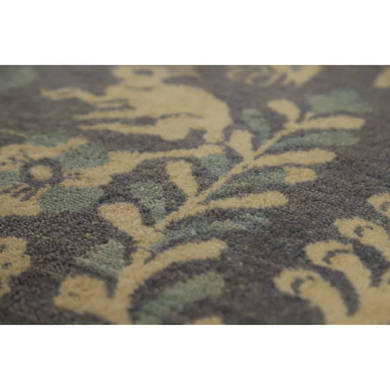 Hand Knotted Oriental 100% Wool Carpet Traditional All-Over Greys & Charcoal Ziegler Area Rug - 12' 2'' X 9' 0''