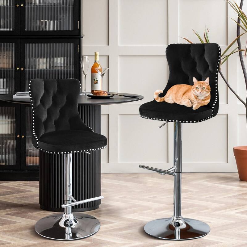 Swivel Foam Barstools Adjusatble Seat Set of 2