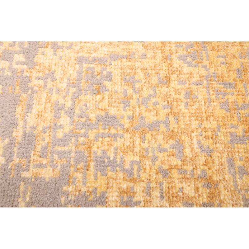 ECARPETGALLERY Hand-knotted Elysian Light Gold Viscose, Wool Rug - 6'6 x 9'8