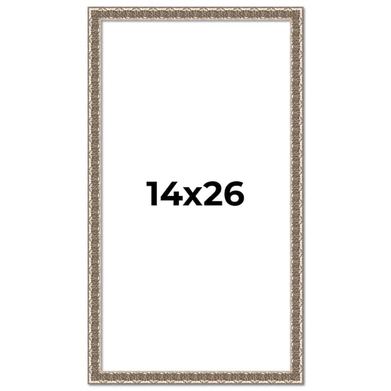 14x26 Frame Silver Versailles Ornate Solid Wood Picture Frame | 1 Inch