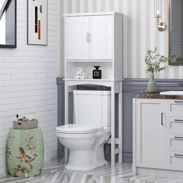 Spirich Home Bathroom Shelf Over The Toilet with 4 Cubbies, Bathroom  Cabinet Organizer Over Toilet, Space Saver Cabinet Storage - On Sale - Bed  Bath & Beyond - 31672997