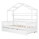 preview thumbnail 5 of 33, House Bed with Trundle Bed and Shelf, Wooden Platform Bed Frame with Full Length Guardrail and Roof