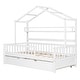 Wooden Playhouse Bed Twin Size House Bed with Pull Out Trundle Bed ...