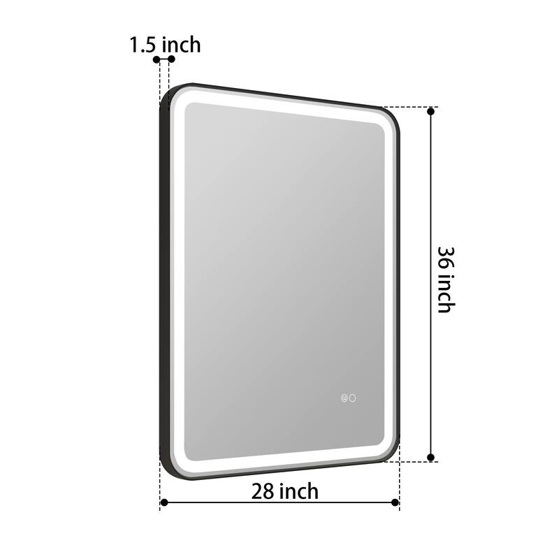 Wall Mounted Bathroom Framed LED Mirror With Anti- Fog,Memory Function And Dimmable Light Touch Sensor