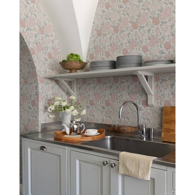 A-Street Prints Cray Pink Floral Trail Wallpaper